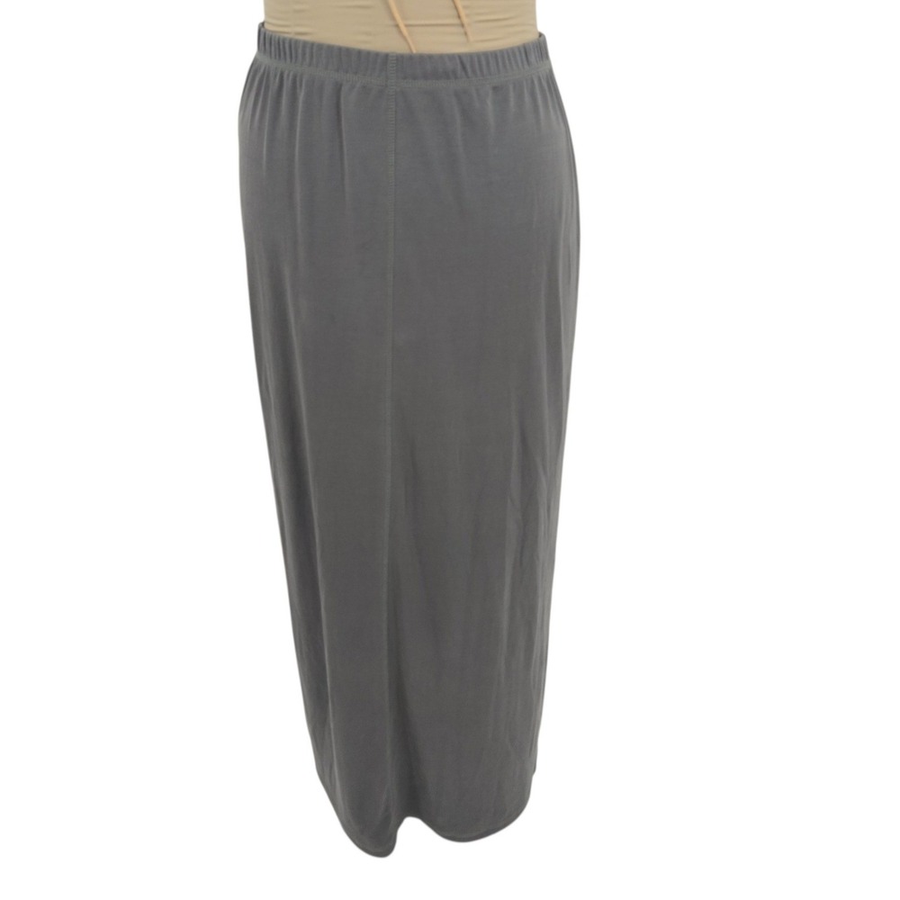 Carole Little Sport Maxi Skirt Womens L Green Ribbed Knit Pull On Casual Neutral